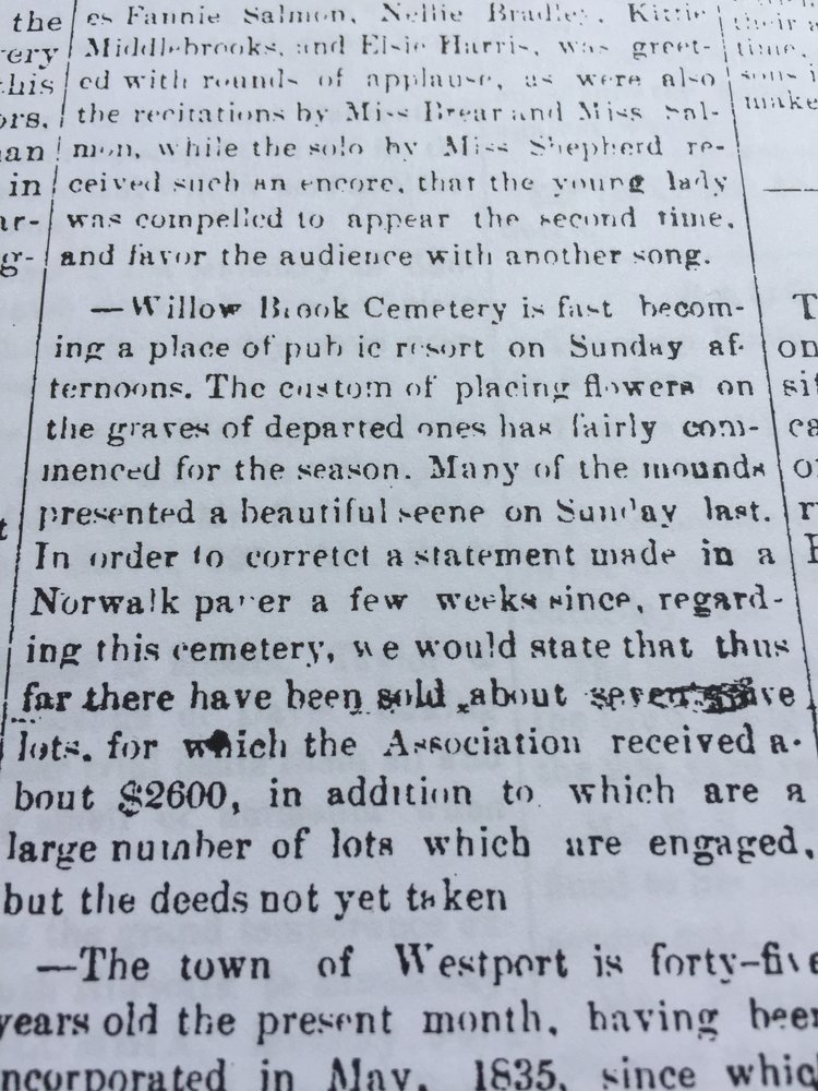 Early Advertising for Willowbrook Cemetery